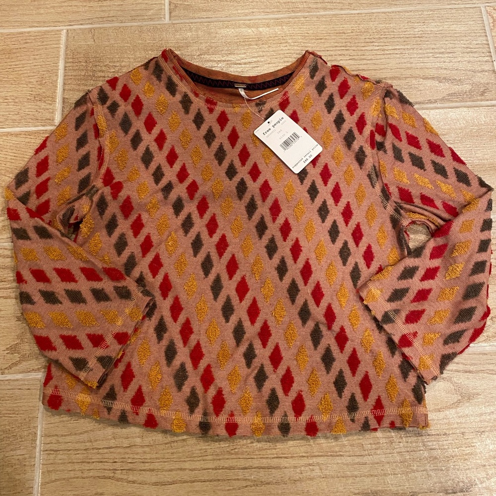 Free People Crop 3/4 sleeve knit shirt NWT